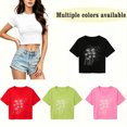 thumbnail image 7 of Women's Summer Cropped T Shirts Dandelion Graphic Print tees Short Sleeve Casual Crop Tops, 7 of 7