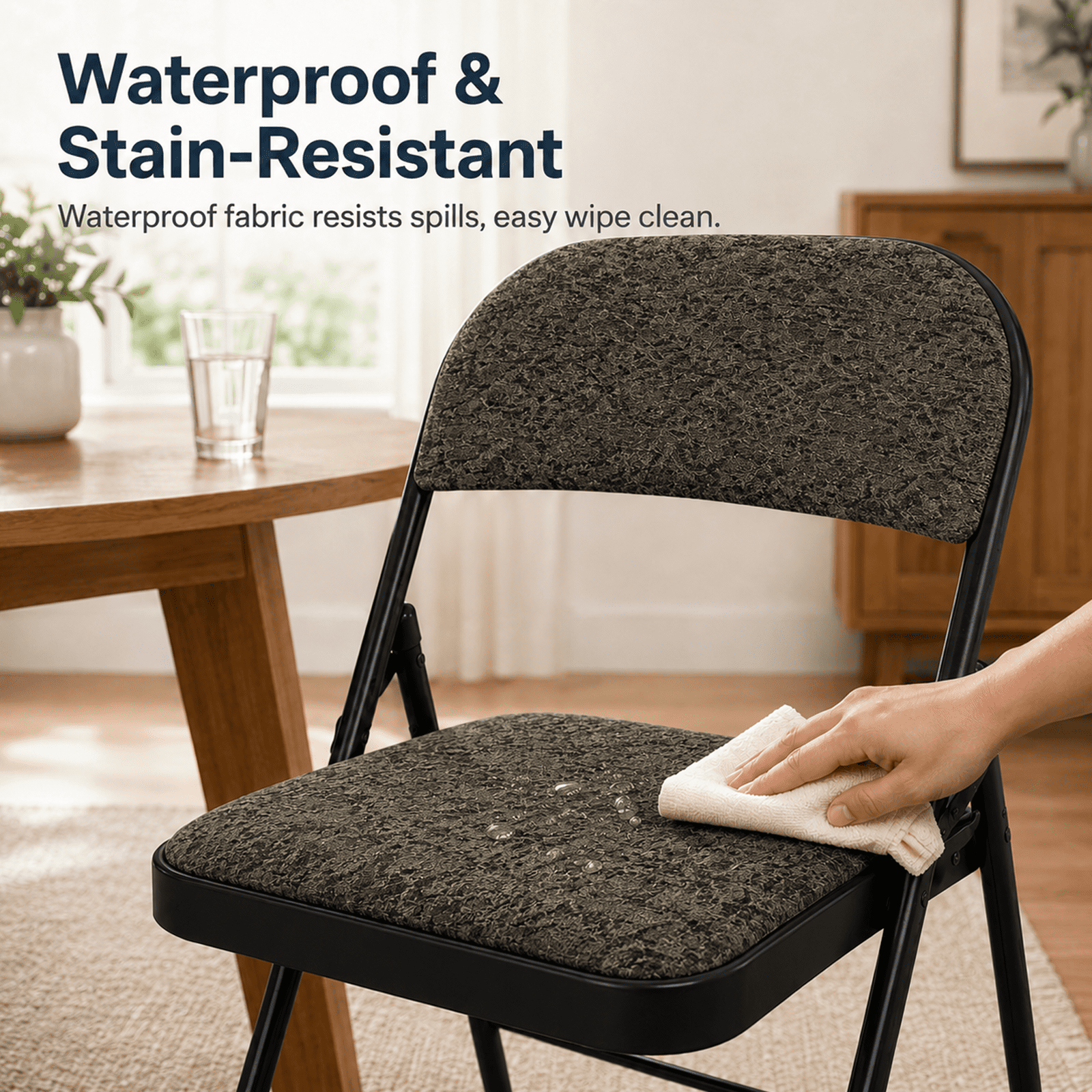 Alvantor Folding Chairs with Padded Cushion and Back, Sturdy Steel Stackable, Portable Dining Chair Set for Home and Office, Conference, Wedding, Party, Patio