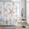 thumbnail image 4 of Retro Starfish Shower Curtains for Bathroom, Watercolor Starfish Washable Fabric Shower Curtain with Hooks Waterproof Bathroom Decor Sets, 72 x 78 Inches, 4 of 9
