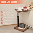 thumbnail image 4 of Twister.CK Sofa Side Table, C-Shape Tray Table, 360° Swivel Rectangle Couch Coffee End Table, Adjustable Height for Home Office, Walnut Color, 4 of 9