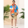 thumbnail image 3 of INSPIRE CHIC Camisas de patchwork con bolsillo en el pecho y manga corta con botones y estampado hawaiano para hombre Azul XL, 3 of 6
