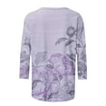 thumbnail image 5 of Htigea Womens Printed Shirts 3/4 Sleeve Crewneck Tops Casual Basic Pullover Tunic Tees Loose Breathable Tshirts Purple,4XL, 5 of 5
