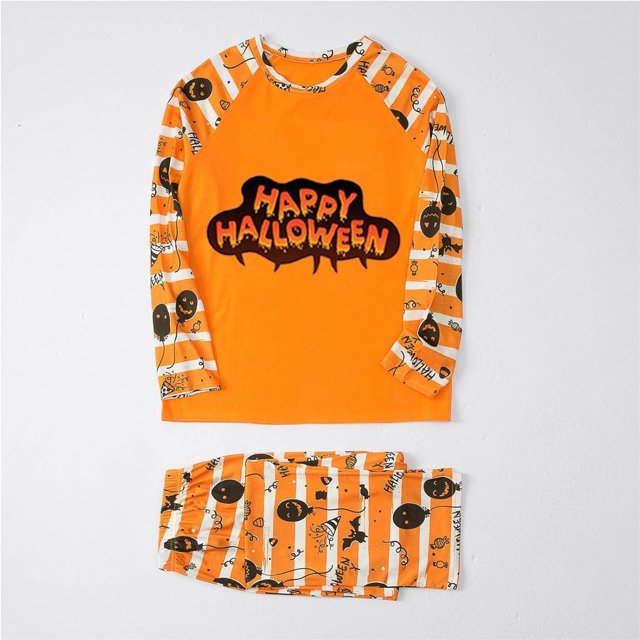Family Matching Halloween Pajamas Set, Halloween Pumpkin Print PJs Sets 2 Pieces Loungewear Sleepwear Adult Kids
