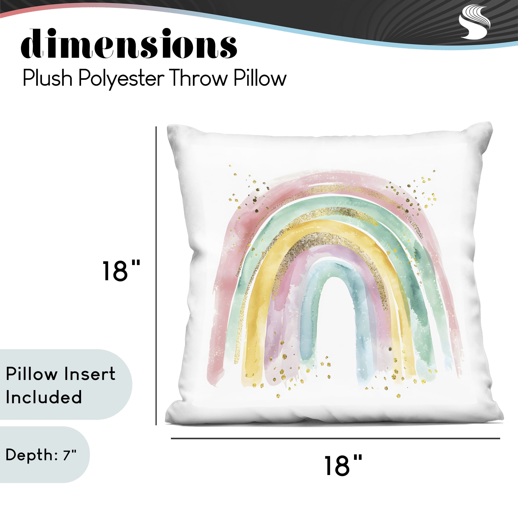 Stupell Industries Pastel Rainbow with Gold Accents Decorative Printed Throw Pillow, design by Creative Studio