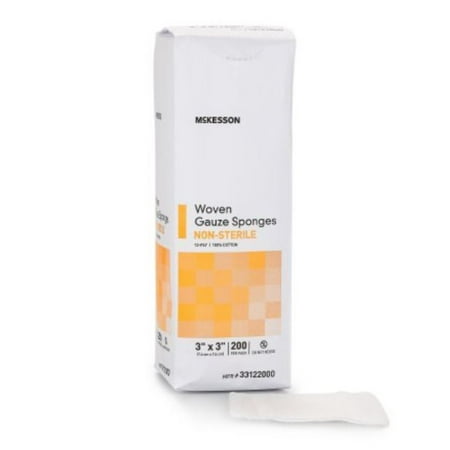 Medline Woven Gauze Sponges - McKesson Woven Gauze Sponge 33122000 Pack of 200, White