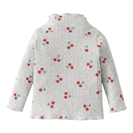 

WUXIAN Toddler Spring Fall Cherry Print Casual Fashion Trend Cute Sweet Pullover Infants Baby Clothes Children Cozy Dailywear