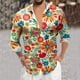 thumbnail image 4 of Camisas De Vestir Para Hombre Camisa floral de ocio con estampado de botones y dobladillo de negocios floral de manga larga para hombre (Orange, XXL), 4 of 5