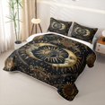 thumbnail image 3 of Homewish Boho Moon Sun Quilt King, Retro Floral Flower King Coverlet Set, 3pcs 1 Bedspread and 2 Pillowcases, 3 of 7
