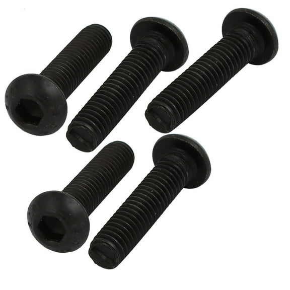 10.9 Grade M6x25mm Round Head Inner Hex Socket Left Hand Thread Bolt 5pcs