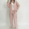 thumbnail image 4 of Pajamas For Women Set Flannel Hooded -Fleece Winter Soft Warm Womens Pajama Sets,Pink,L, 4 of 4