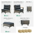thumbnail image 6 of MEISSALIVVE 8 Piece Outdoor Patio Furniture Set, Half-Moon Curved Rattan Conversation Set with Wood Armrest, 2 Ottoman, Coffee Table & Side Table(Gray), 6 of 7