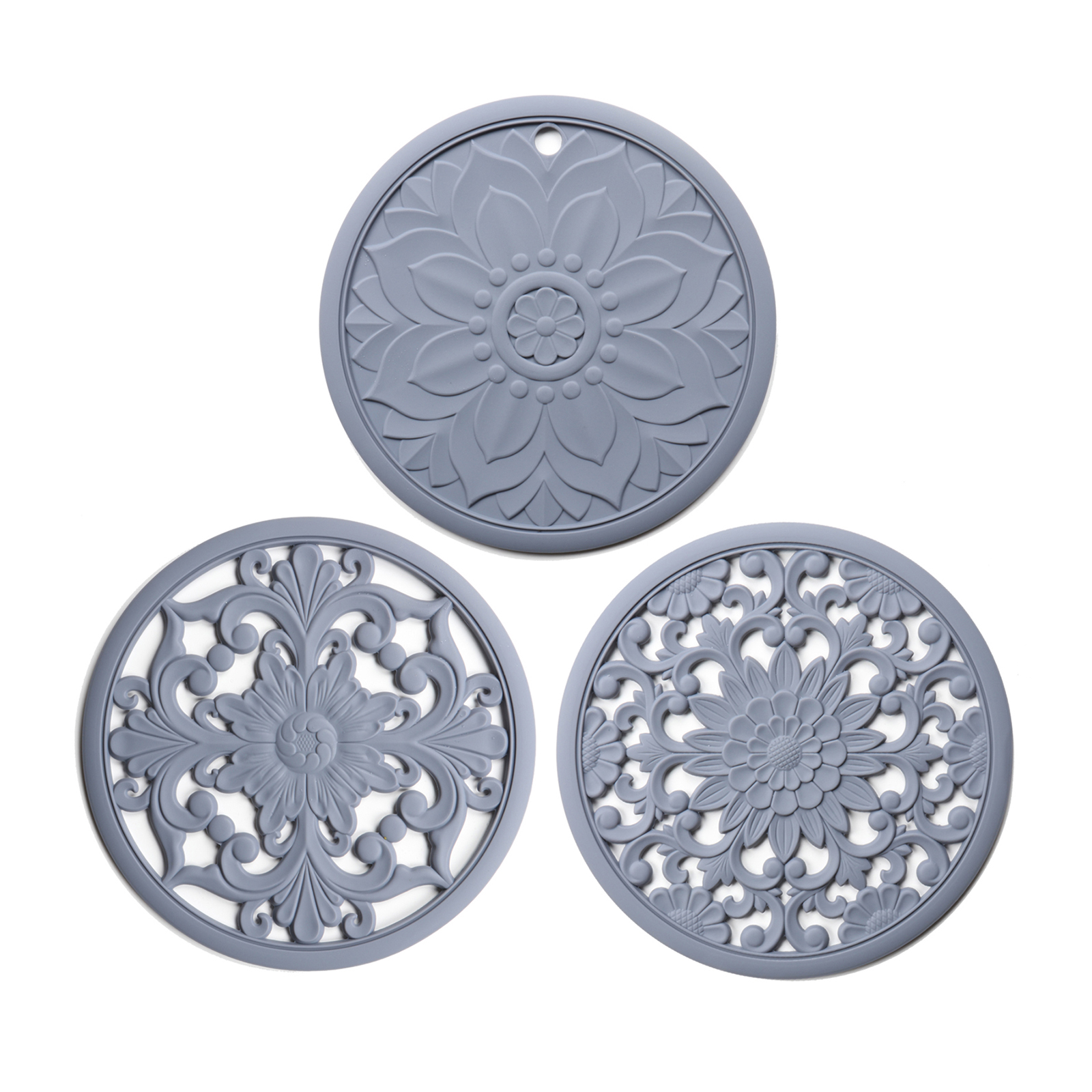 Cup 3Pcs Silicone Trivet Mats black Heat Resistant and Non Slip Silicone Petal Shape Trivet Mat for Modern Kitchen Hot Pots Pans Plate