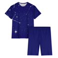 thumbnail image 4 of Sakmal Blue Womens Pajamas Sets Plus Size Elbow-Length Shorts Pant Loose Fit Comfy Graphic Sleepwear for Ladies, 4 of 5