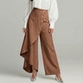 thumbnail image 3 of Palazzo Pants for Women Asymmetrical Wrap Button Wide Leg Pants with Pockets Plus Size Fashion Clothing, 3 of 7