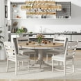 thumbnail image 1 of MODERNLUXE 5-Piece Dining Table Set for 4,Round Extendable Kitchen Table with 4 Upholstered Chairs and Wooden Frame,Retro Dining Room Set for Saving Space,Living Room,Off White, 1 of 8