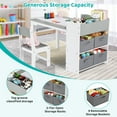 thumbnail image 5 of Arlopu Kids Drawing Table and 2 Chairs Set, Toddler Activity Table with 4 Storage Bins, Storage Shelves and Paper Roll, 5 of 7