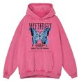 thumbnail image 4 of Sudadera con capucha para hombre, estilo retro, desgastado, con estampado de mariposas y relámpagos azules, con palabras creativas, de gran tamaño, cálida, 100 % algodón, a la moda, para otoño, 4 of 5