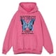 thumbnail image 3 of Sudadera con capucha para hombre, estilo retro, desgastado, con estampado de mariposas y relámpagos azules, con palabras creativas, de gran tamaño, cálida, 100 % algodón, a la moda, para otoño, 3 of 4