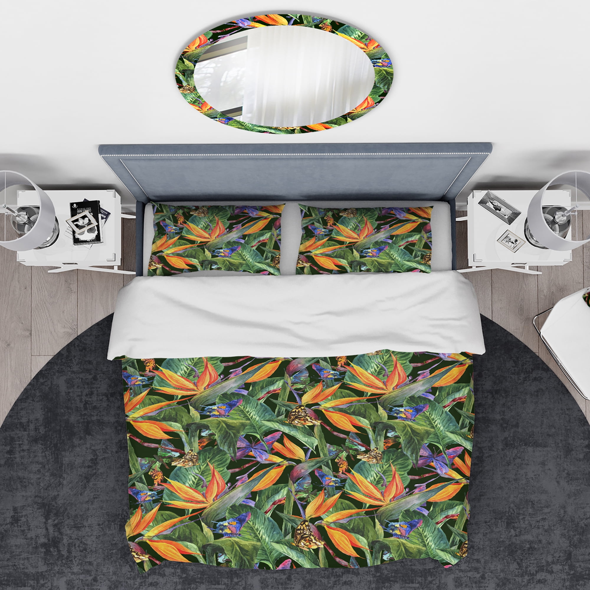 Designart 'Tropical Pattern with Exotic Flowers' Tropical Duvet Cover Set