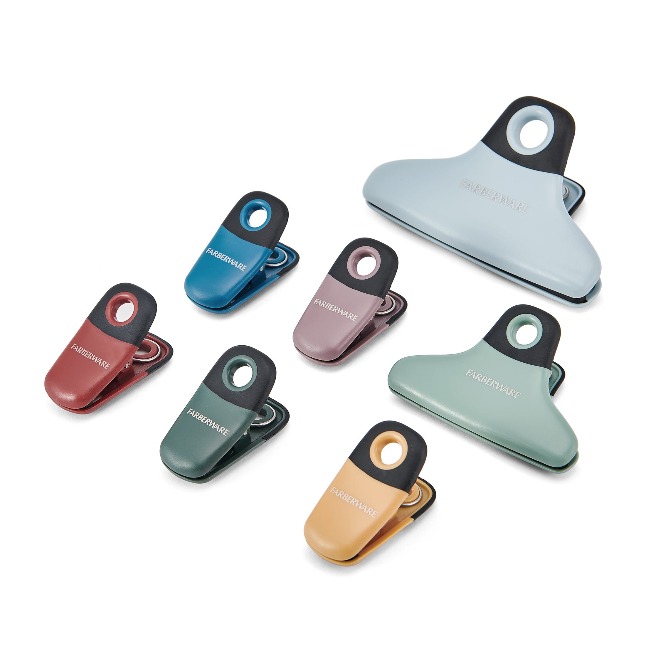 Farberware Soft Grips Assorted Magnetic Bag Clips for Storage and Organization (Set of 7)