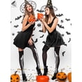 thumbnail image 2 of PULLIMORE 2 Pairs Women Halloween High Long Sockings Over Knees Socks, Spider Pumpkin Bat Skeleton Stockings Festival Cosplay Costume (Spider Web), 2 of 10