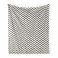 thumbnail image 1 of Chevron Soft Flannel Fleece Throw Blanket, Grey and White Zig Zag Lines Striped Pattern Modern Design Print, Cozy Plush for Indoor and Outdoor Use, 70" x 90", Warm Taupe White, by Ambesonne, 1 of 6
