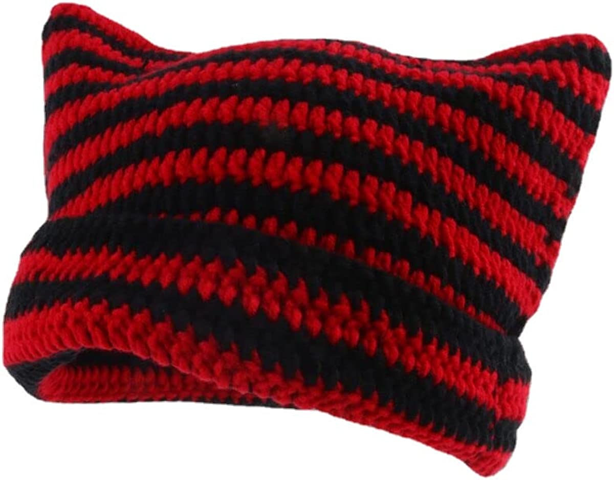 Crochet Hat For Women - Vintage Fox Beanie, Grunge Goth Slouchy Hat, Y2K Accessory, One Size