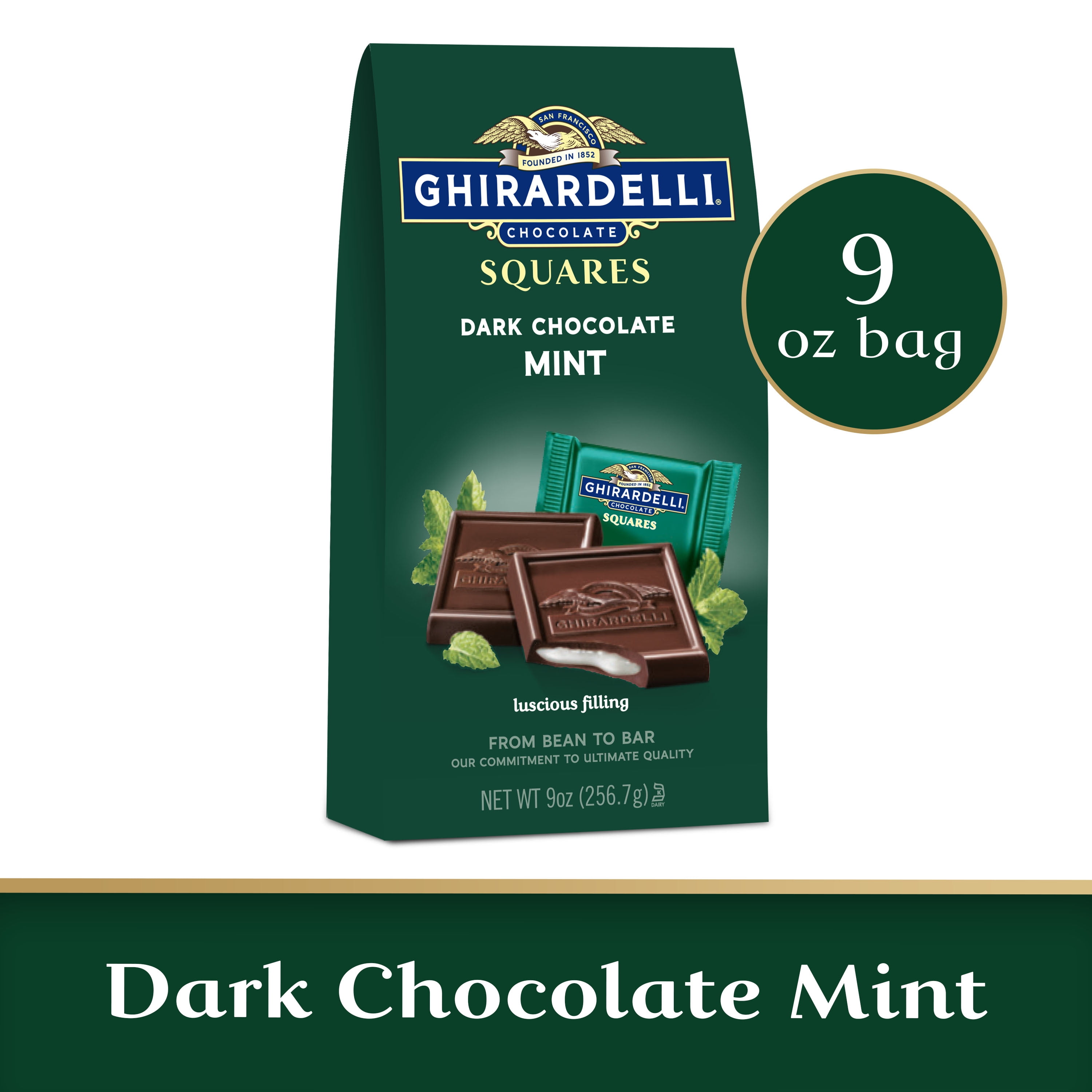 GHIRARDELLI Dark Chocolate Mint Squares, 9 Oz Bag