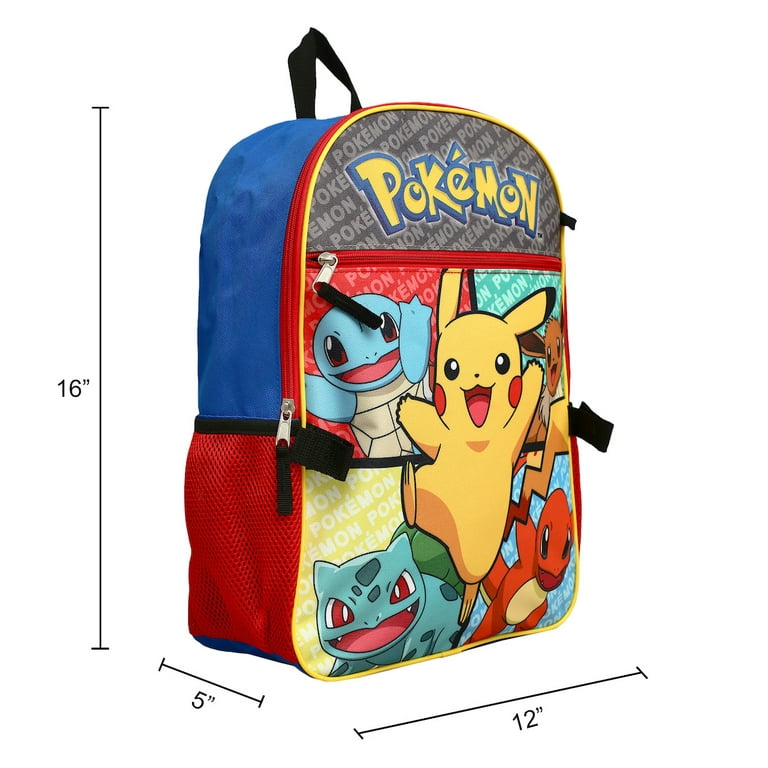Pokemon 5-piece Set: 16 Backpack, Padded Utility Case, Small
