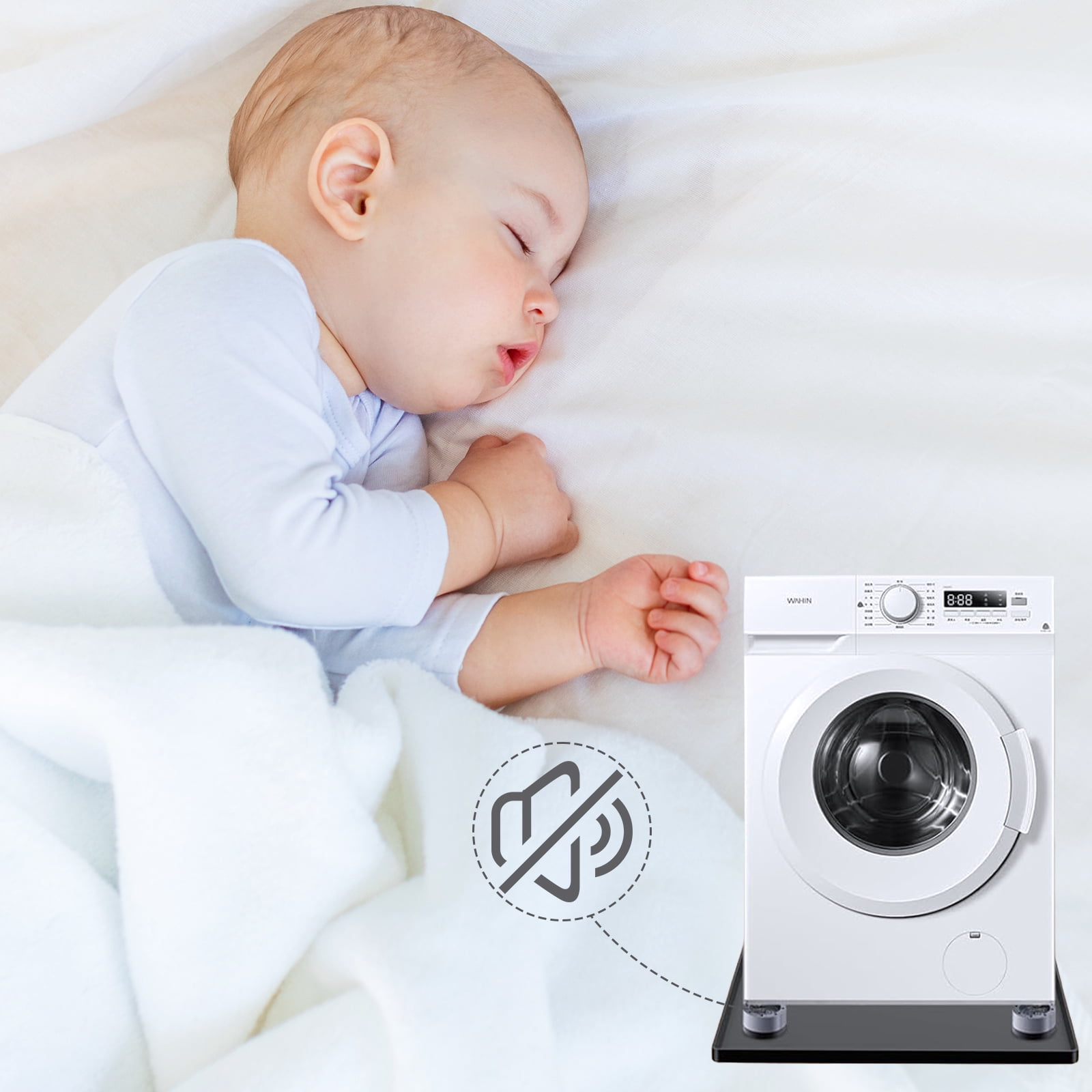 Silicone Refrigerator Mat 60x60x1.5cm with 4 Base Raisers,Washable Under Refrigerator Mat,Non-Slip Floor Protector,Spill-Proof Fridge Tray,Durable Multifunctional Mat for Dryer Mini Fridge.