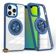 thumbnail image 3 of For Samsung Galaxy S25+ S25 Plus /S24+ Case, Clear Transparent Back Hybrid with Rotating Ring Stand, MagSafe Compatible Shockproof Slim TPU PC Phone Cover (Blue), 3 of 10