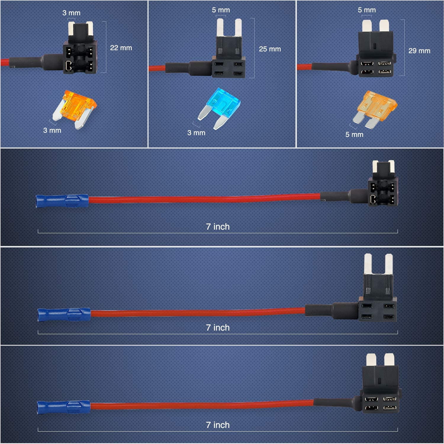 Nilight 50040R Holder-3 Types 10 Pack 12V Add-a-Circuit Adapter