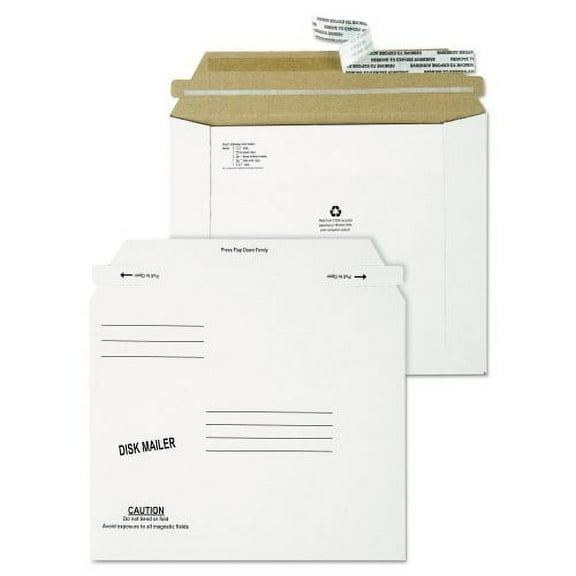 Quality Park Redi-Strip Economy Disk Mailer, 7 1/2 x 6 1/16, White, Recycled, 100/Carton