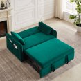 thumbnail image 2 of 55" Sofa Bed, 3-in-1 Adjustable Sleeper Bed with USB Port, Pull-Out Bed, 2 Lumbar Pillows and Side Pocket, Convertible Futon Multi-Functional Sofa Bed for Living Room, Bedroom, Green, 2 of 9