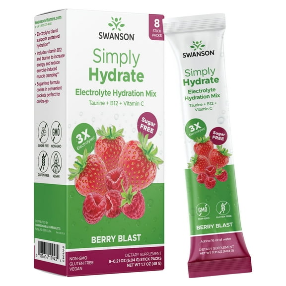 Swanson Simply Hydrate Electrolyte Hydration Mix - Berry Blast 8 Pkts