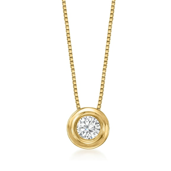 Ross-Simons 0.25 Carat Double Bezel-Set Diamond Solitaire Necklace in 14kt Yellow Gold, Women's, Adult