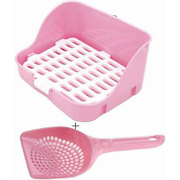 Rabbit Litter Box Bunny Toilet Pet Potty Trainer Guinea Pig Litter Bedding Pan for Adult Rabbits,Chinchillas, Guinea Pigs, Ferrets (Pink) Pink -