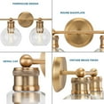 thumbnail image 5 of Hansford Collection Four-Light Vintage Brass Clear Glass Farmhouse Bath Vanity Light, 5 of 5