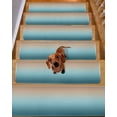 thumbnail image 2 of Stair Treads for Wooden Steps,Navy Blue Brown Ombre Peel Stick Stair Treads with Adhesive,Teal Gradient Color Modern Abstract Art Non Slip Indoor Stairs Runner Rugs Mats for Elders Dogs 8"x30" 4PCS, 2 of 7