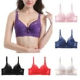 thumbnail image 3 of Grofry Plus Size Solid Color Floral Lace Sexy Bra Women Underwired Brassiere&nbsp;Underwear Red 44/100, 3 of 5