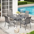 thumbnail image 2 of Vicllax Outdoor Patio Dining Chairs Stackable Padded Metal Frames with Textilene, Set of 2, Gray, 2 of 9