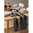 thumbnail image 6 of Gold Black Building Table Runner Cotton Linen 120 Inch Holiday Dresser Scarves, Modern Chic City Oil Painting Tablerunner for Kitchen Coffee Dining Bedroom Living Room Dinner Scarf Décor 13''x120'', 6 of 9