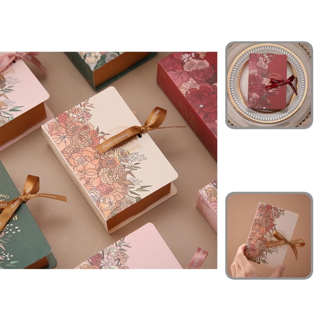 10Pcs Book Shape Gifts Package Box Clear Print Paper Wedding Favor Present Package Box for Birthday