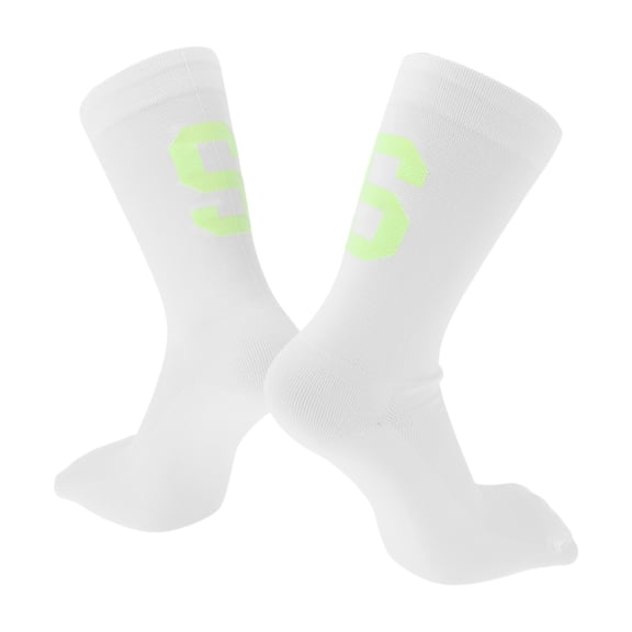 Unique Bargains Cycling Socks Quick-DryingSweat-Absorbent Anti-Friction Outdoor Bike Socks White Size l Neutral and Universal 1 Pair Luminous Letter S