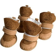 URBEST Dog Boots, Dog Shoes for Small Dogs, Dog Winter Booties (4#, Brown)