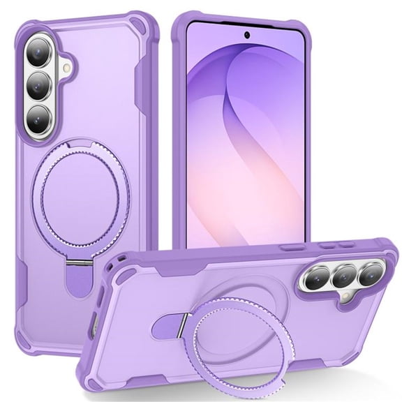 For Samsung Galaxy S26   5G Case (Compatible With MagSafe)  With Invisible Magnetic Metal Kickstand Ring Holder Four Corner Airbag Anti Fall Protective Cover,Purple,For Galaxy S26  (5G)