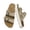 khaki, variant on Genuine Leather Flat Sandals For Women Thick-soled Cork Footbed, Slip On Clog Mules With Adjustable Double Buckle, Open Toe Flat Slide Shoes, Summer Outdoor Back Strap Slides