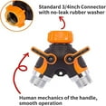 thumbnail image 3 of Two Way Garden Hose Splitter, Solid Double Y Shut Off Valve Offers Precise Control, Heavy Duty Zinc Alloy Construction Ensures Durability, Comfort Grip Use for Effortless Operation (3/4"), 3 of 5