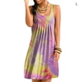 thumbnail image 1 of Vestido corto con estampado de teñido anudado Vestido plisado sin mangas, rosa amarillo, L Vogacara AP002087-51, 1 of 7