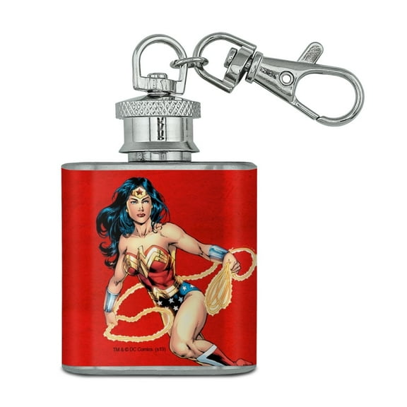 Wonder Woman Character Stainless Steel 1oz Mini Flask Key Chain